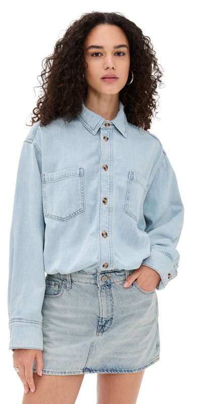 Good American Denim Shirt Dress Indigo795