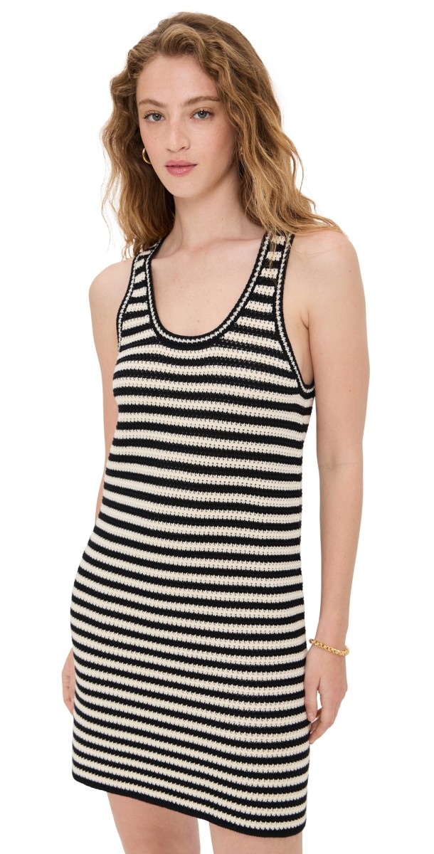 ANINE BING Arie Dress Black Ivory Stripe