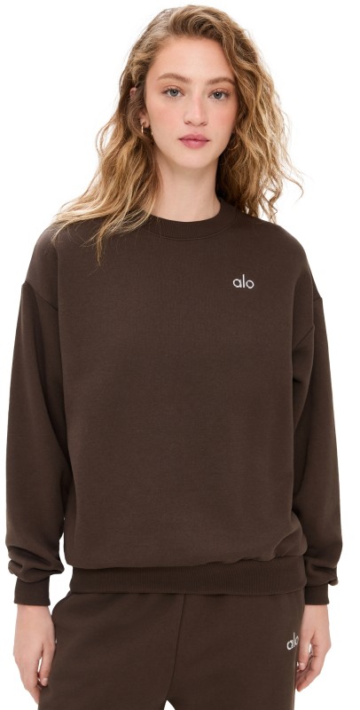 Alo Yoga Accolade Crew Neck Pullover Espresso