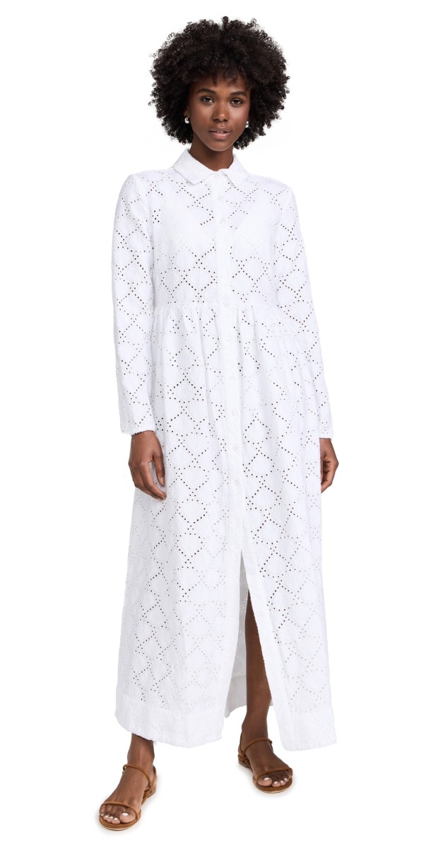 Onia Air Linen Maxi Shirtdress White