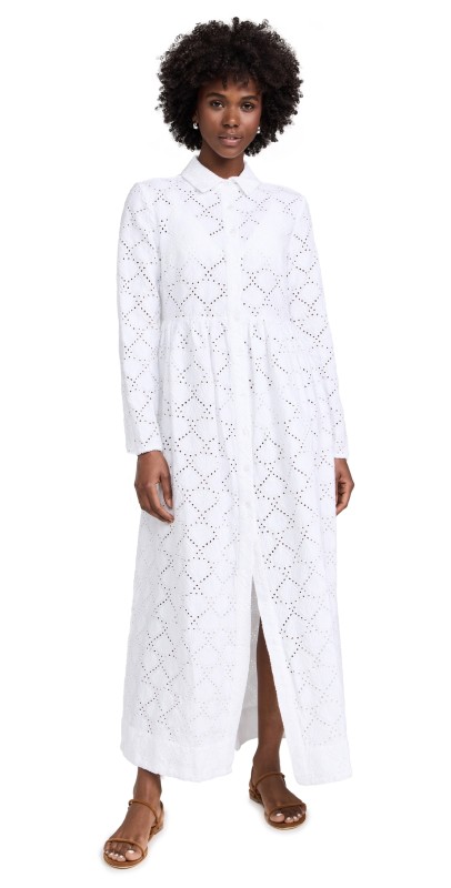 Onia Air Linen Maxi Shirtdress White