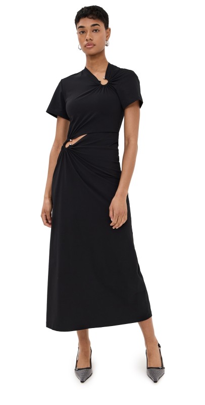rabanne Long Piercing Dress Black