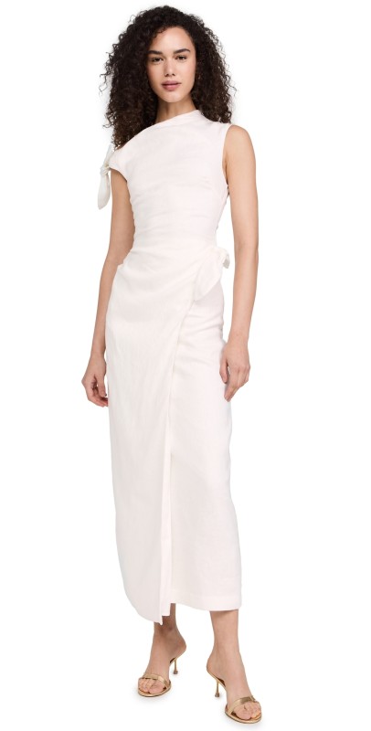 SIR. Tamara Tie Midi Dress Ivory