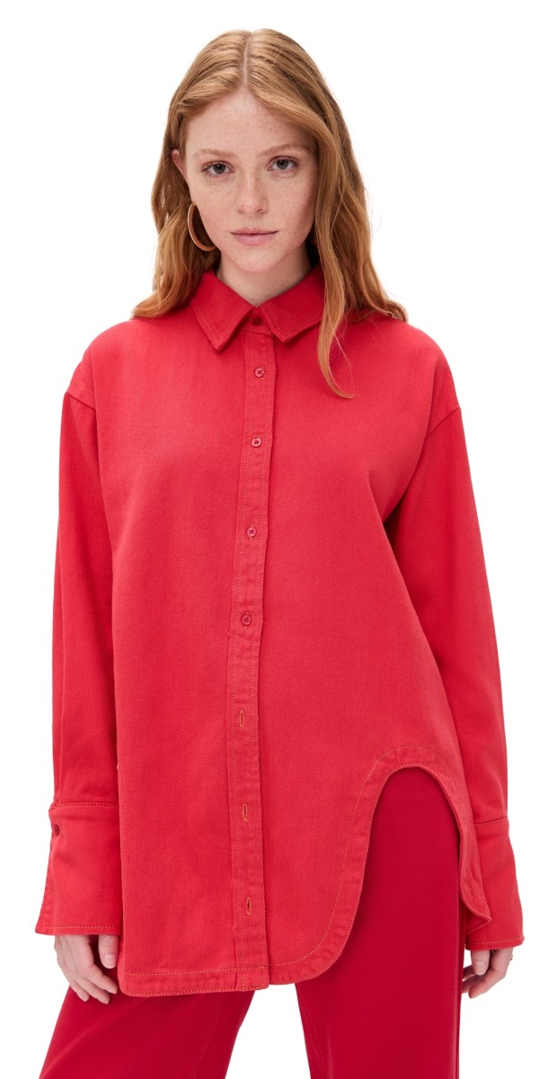 Lioness Off Duty Denim Shirt Crimson