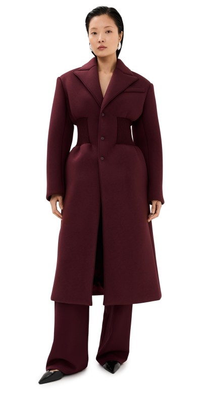 WARDROBE. NYC Bonded Jersey Coat Oxblood