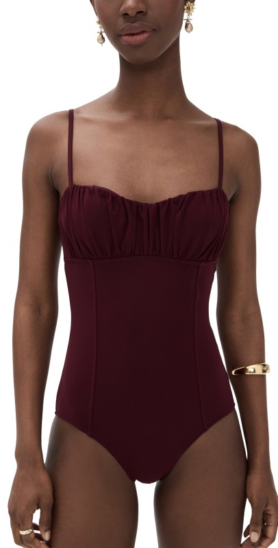 Ulla Johnson Dalila Ruched Maillot Cassis