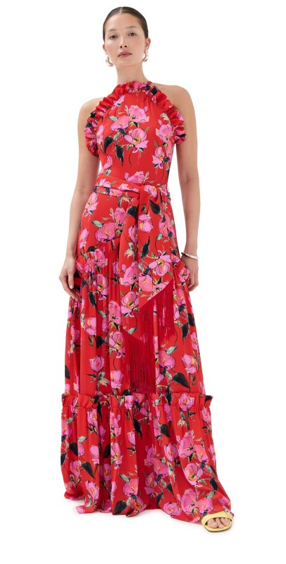 Borgo de Nor Tatiana Maxi Dress Abstract Rose/Red