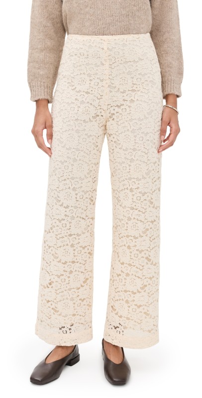 The Tiny Big Sister Lace Wide Trousers Light Cream