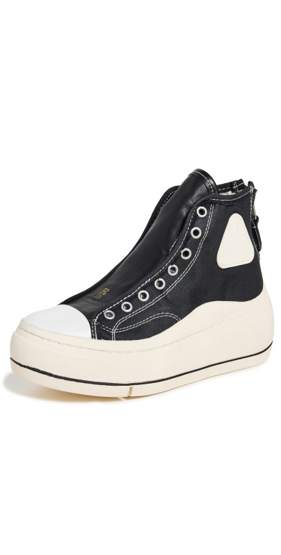 R13 Plain Lace Free Kurt High Top Sneakers Black/White