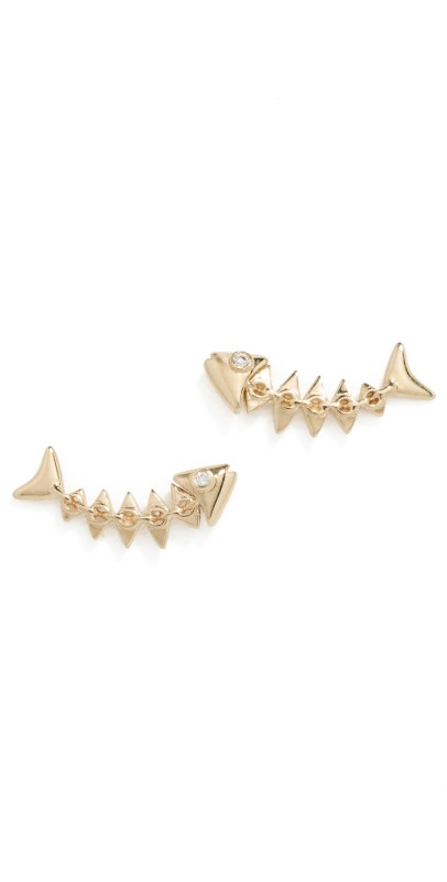 Sydney Evan 14k Fishbone Studs Yellow Gold