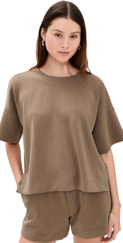 Splendid x Cella Jane Rib Scuba Tee Hazelnut