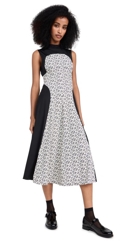 Sea Panna Printed Spandex Sleeveless Dress Black