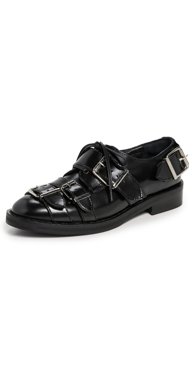 Simone Rocha Multi Buckle Brogue Loafers Black