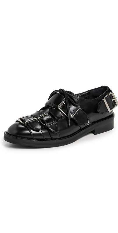 Simone Rocha Multi Buckle Brogue Loafers Black