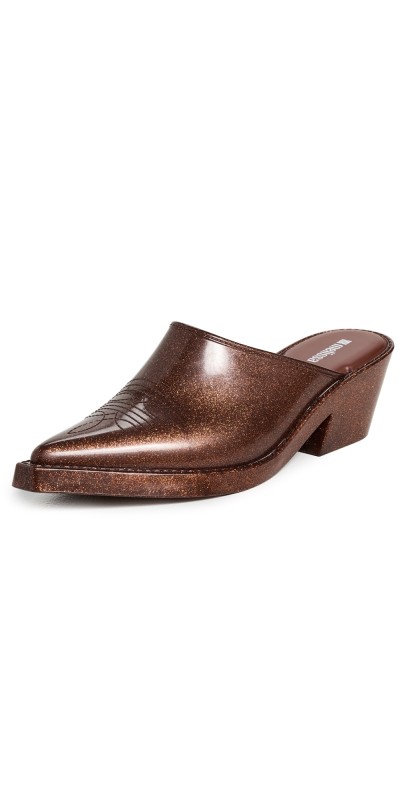 Melissa Texas Western Mules Bronze Glitter