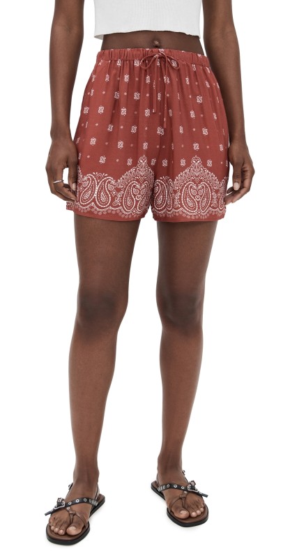 WAYF Breeze Drawstring Shorts Terracotta Bandana