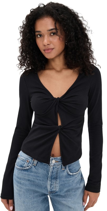 Reformation Silas Knit Top Black