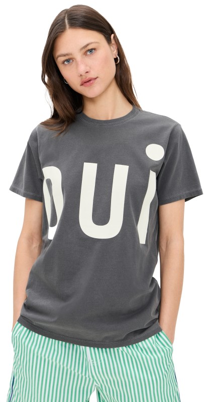 Clare V. Original Tee Faded Black w/ Cream