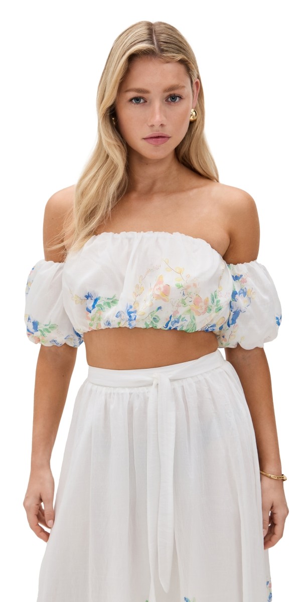 En Saison Julia Top White Blue Multi