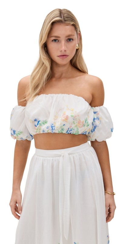 En Saison Julia Top White Blue Multi