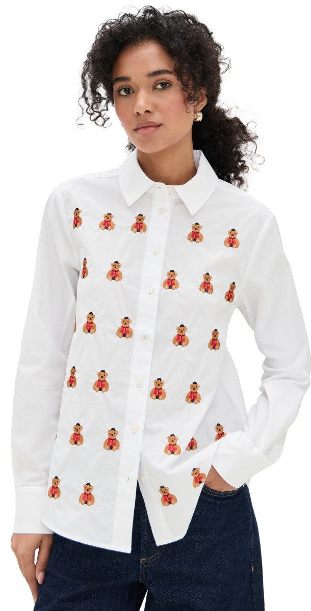 Lingua Franca Bowery Bear Shirt White