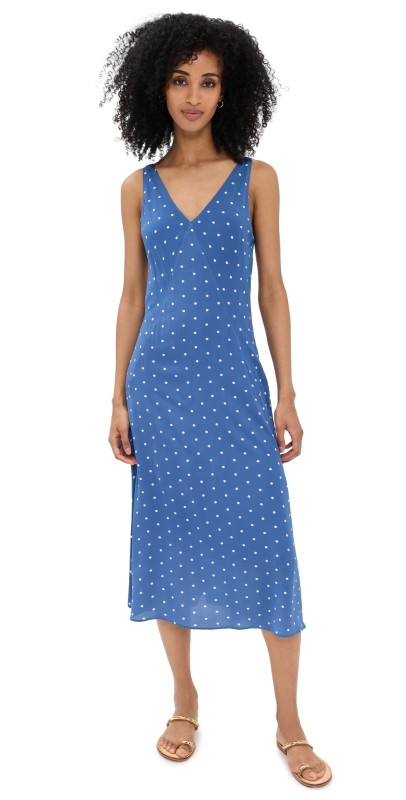 Alex Mill Flora Dress In Dot Blue/White