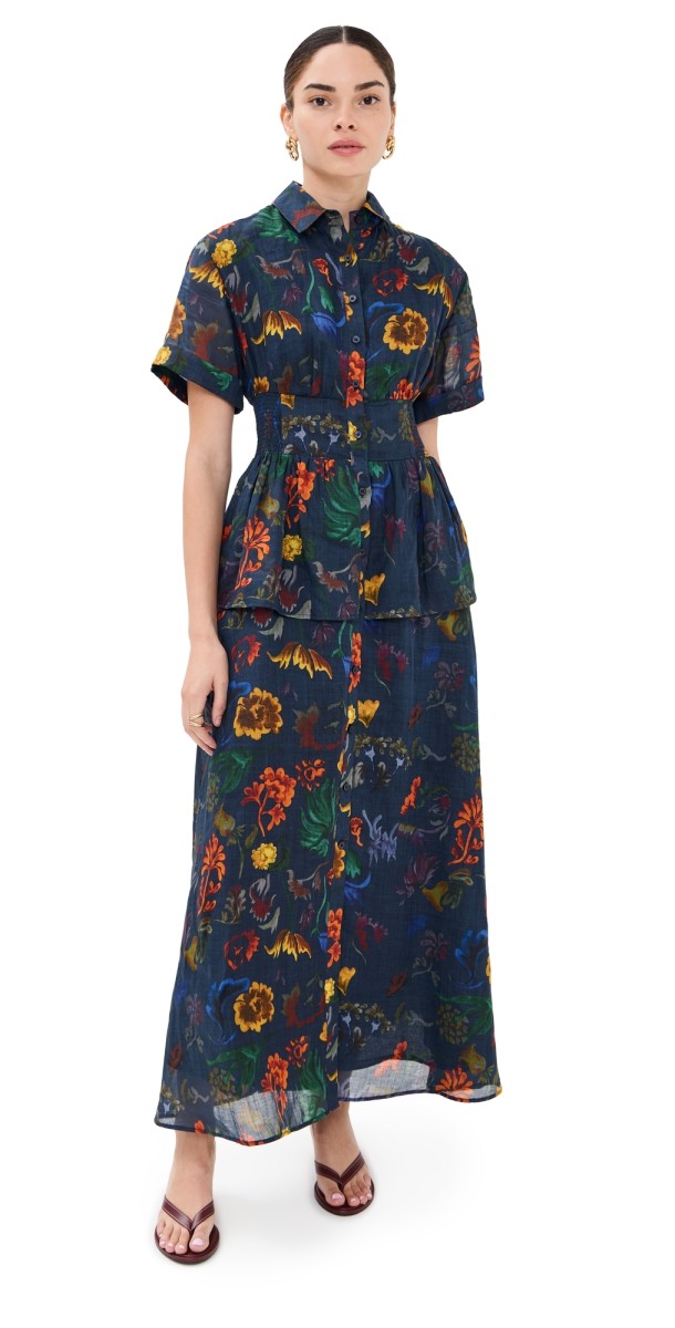 Rosie Assoulin Boogie Woogie Bugle Boy Dress Dark Floral