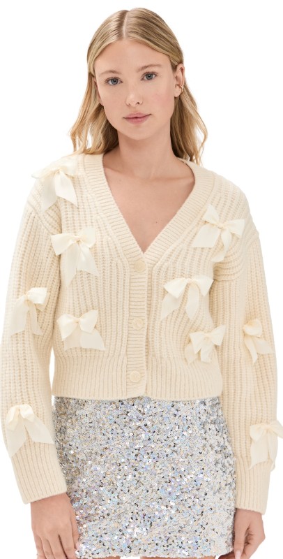 LoveShackFancy Ashtan Cardigan Snow