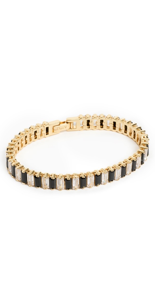 Clare V. Baguette Checker Bracelet Clear/Jet/Gold