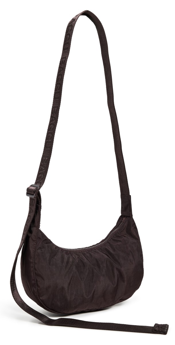 BAGGU Small Nylon Crescent Bag Chocolate Plum