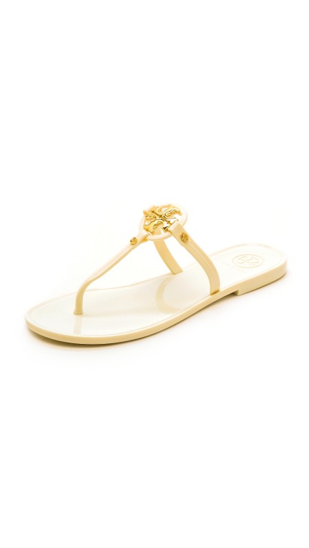 Tory Burch Mini Miller Flat Thong Sandals Ivory