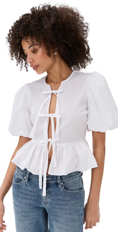 Playa Lucila Front Tie Top White