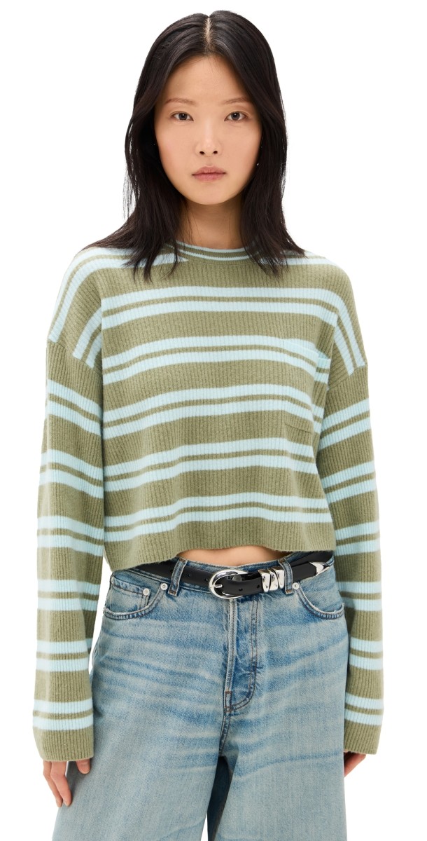 American Vintage Raxow Crew Neck Pullover Rive Rayures Crystal