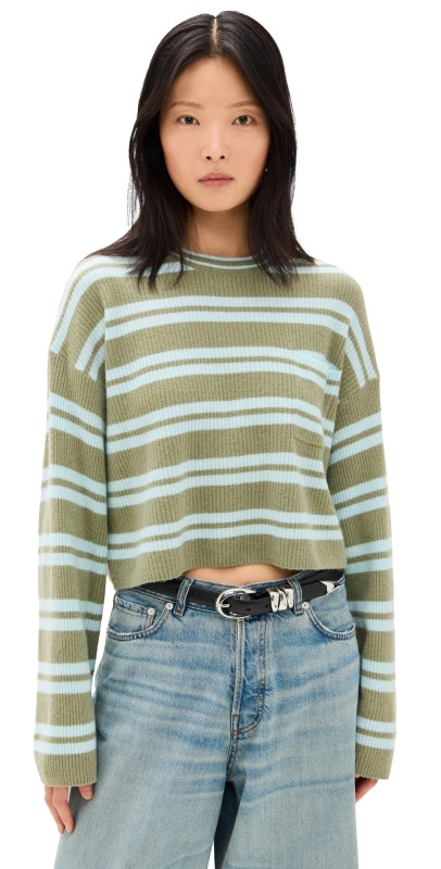 American Vintage Raxow Crew Neck Pullover Rive Rayures Crystal