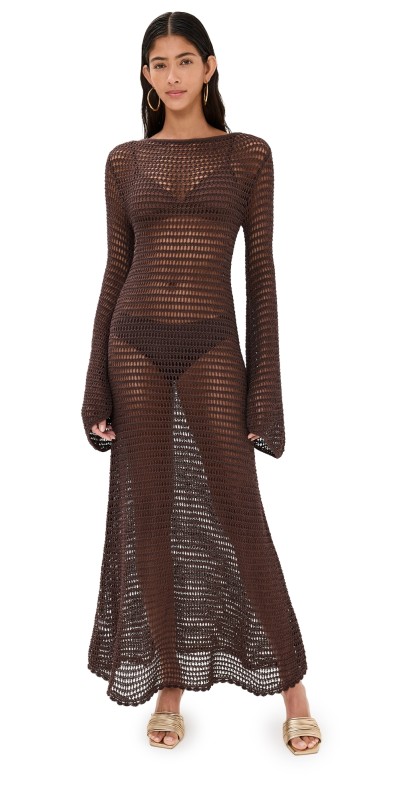 STAUD Lorena Dress Dark Chocolate