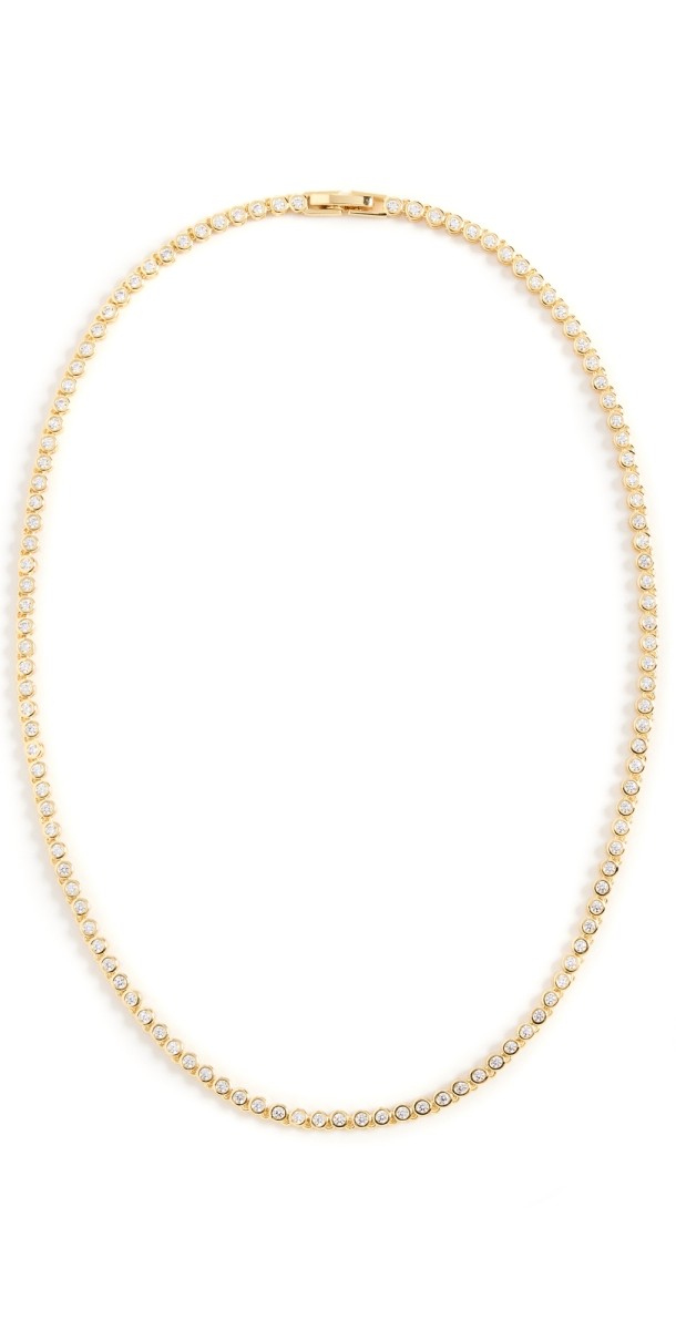 By Adina Eden CZ Bezel Tennis Necklace Gold