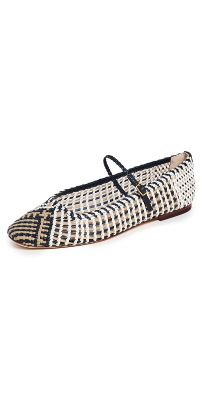 Veronica Beard Ellie Woven Flats Eclipse/Coconut