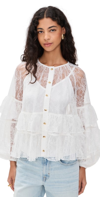 Aje Primrose Blouse Ivory