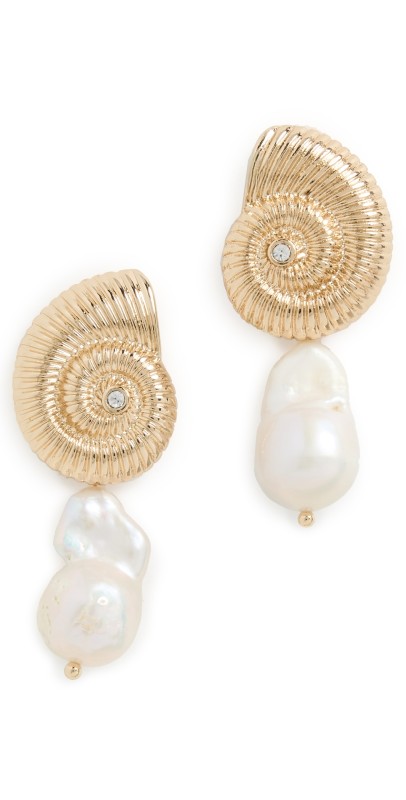 Ettika Nautilus Shell Freshwater Earrings Gold