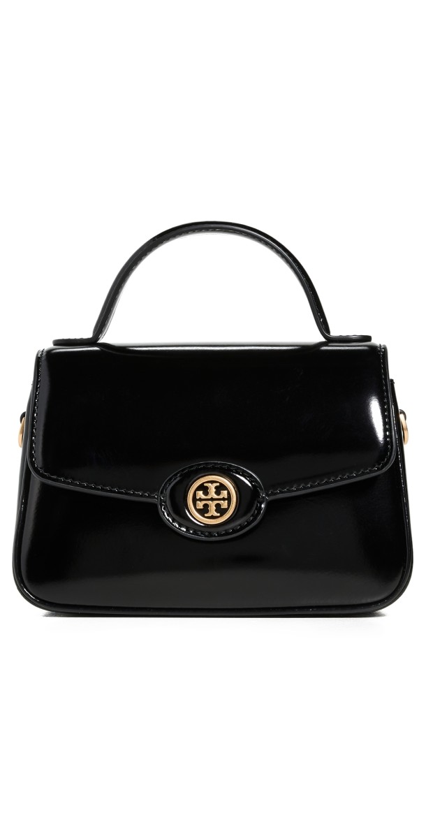 Tory Burch Robinson Spazzolato Small Top-Handle Bag Black