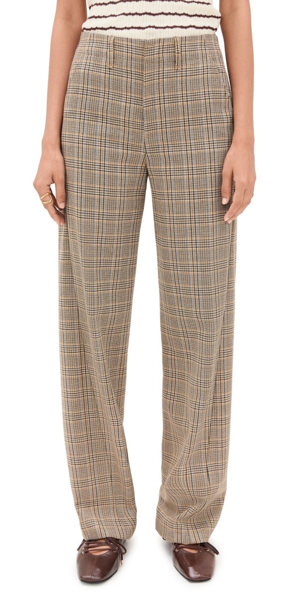 rag & bone Shea Plaid Pants Tan Multi