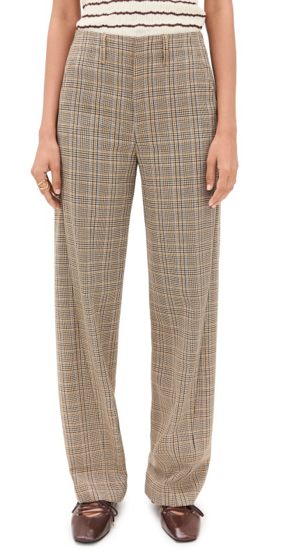rag & bone Shea Plaid Pants Tan Multi