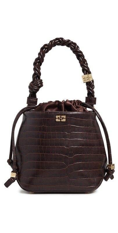 GANNI Ganni Bou Bucket Bag Croco Chocolate Fondant