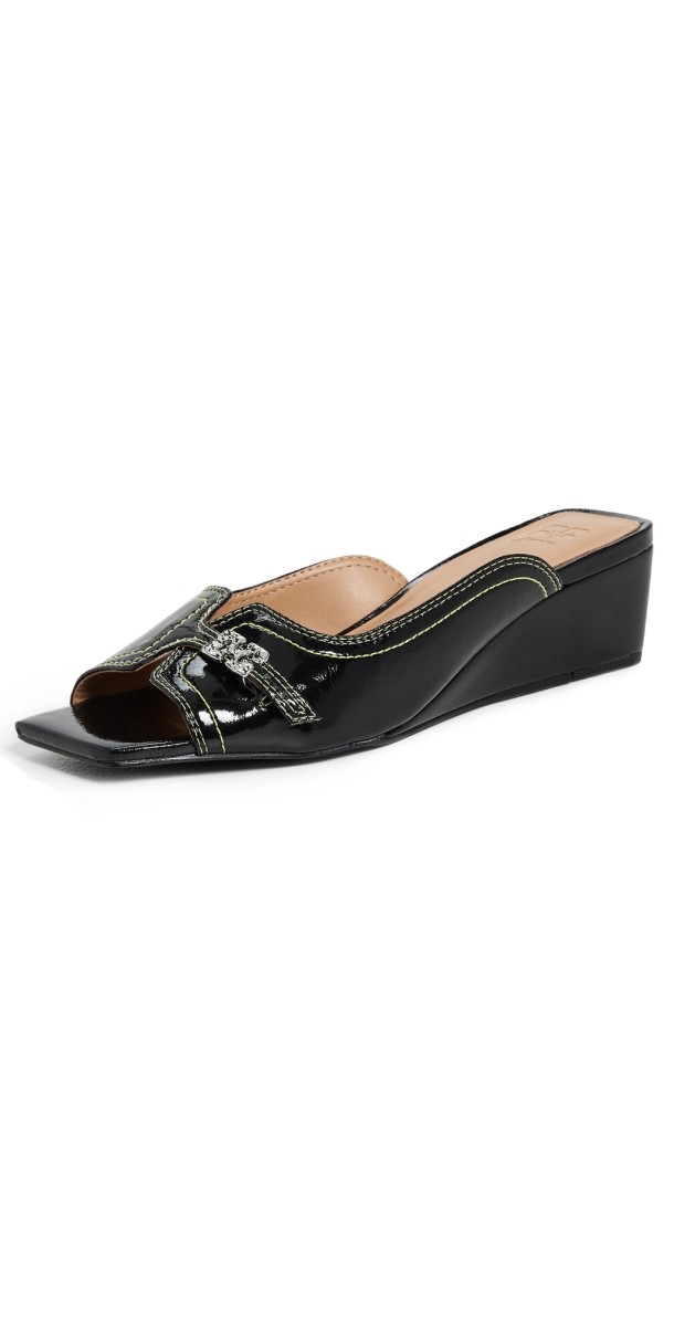 GANNI Butterfly Wedge Mule Sandals Black