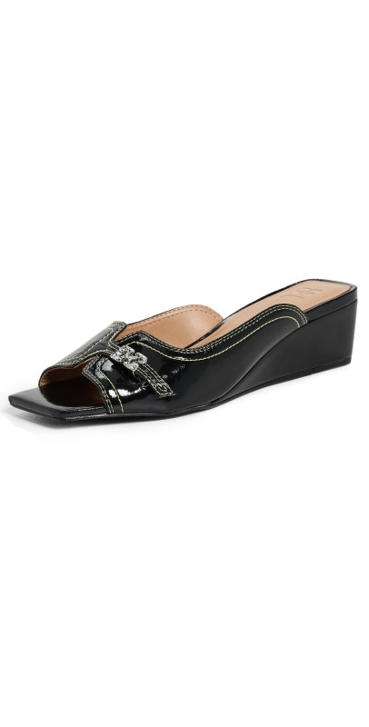 GANNI Butterfly Wedge Mule Sandals Black