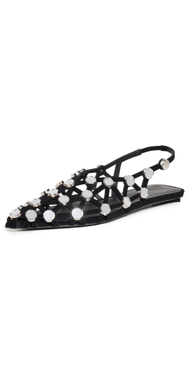 The Attico Grid Ballerina Flats Black