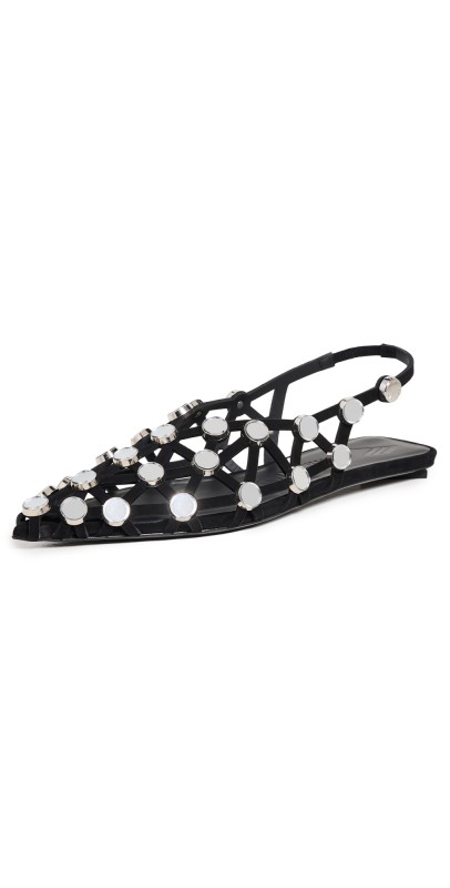 The Attico Grid Ballerina Flats Black