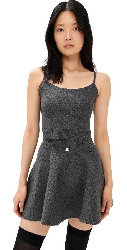 Fleur du Mal Knit Corset Top Dark Heather Grey