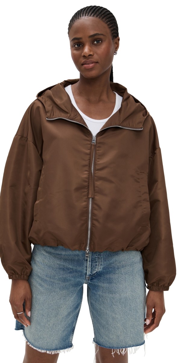 Citizens of Humanity Cropped Nylon Windbreaker Brown