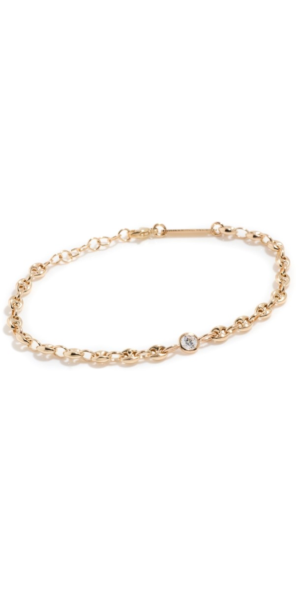 Zoe Chicco 14k Mariner Chain Floating Diamond Bracelet Yellow Gold